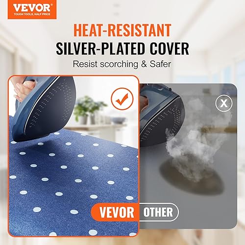 Miniatura 2 de VEVOR Tabla de planchar con bandeja de almacenamiento inferior, tabla de hierro gruesa de 4 capas con cubierta resistente al calor y cubierta 100%