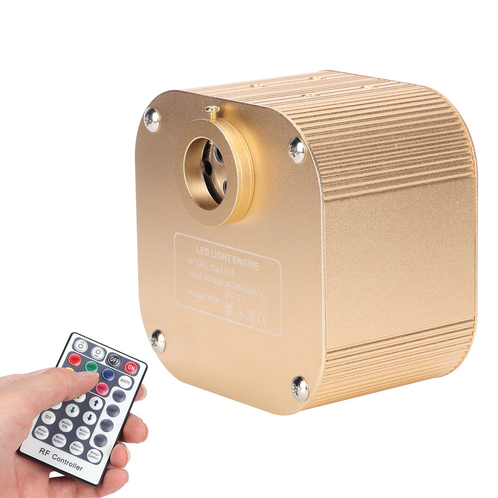 Akozon Motor de Luz Led de 16W, Iluminación de Fibra óptica de Techo Rgbw para Decoración del ar y el Coche, Ac85-265V Motor de Luz Led de 16W