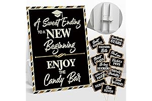 Graduation Candy Buffet Labels: Black Gold Grad Party Buffet Sign Set