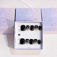 Vista 27 de LIGHT RAIN - Uñas a presión medianas con diseño de galaxia Andromeda, de lujo, reutilizables, de siete capas, con acabado UV, uñas postizas hechas a