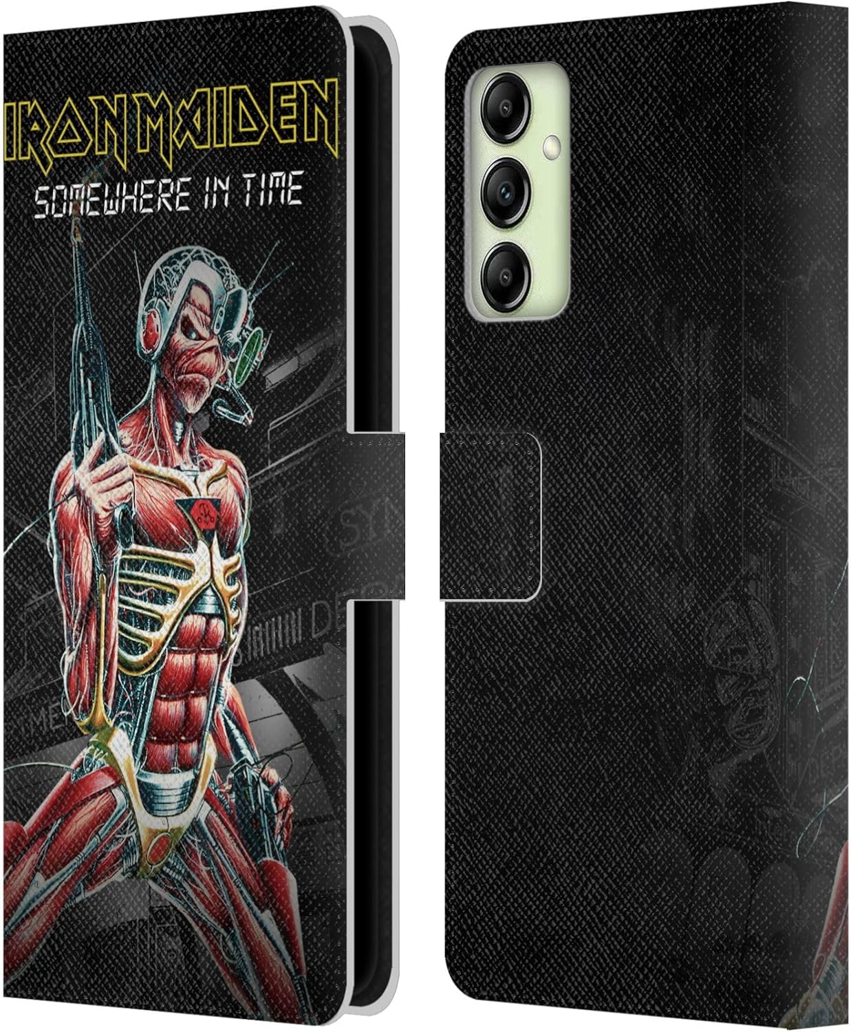 Head Case Designs Officially Licensed Iron Maiden Somewhere Album Covers Leather Wallet Case Compatible with Samsung Galaxy A14 5G