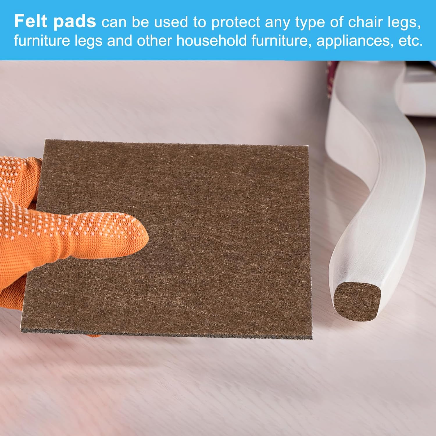 4x4 Inch Lamp Base Felt, 5Pack 2mm Thickness Square Felt Furniture Pad Soft Adhesive Non-Slip Anti-Scratch Backed Felt for Lamp Furniture DIY Craft, Coffee