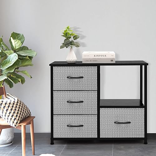 Miniatura 2 de AZL1 Life Concept Torre de almacenamiento con estantes, organizador de armario de 4 cajones, mesita de noche, contenedores de tela, armario