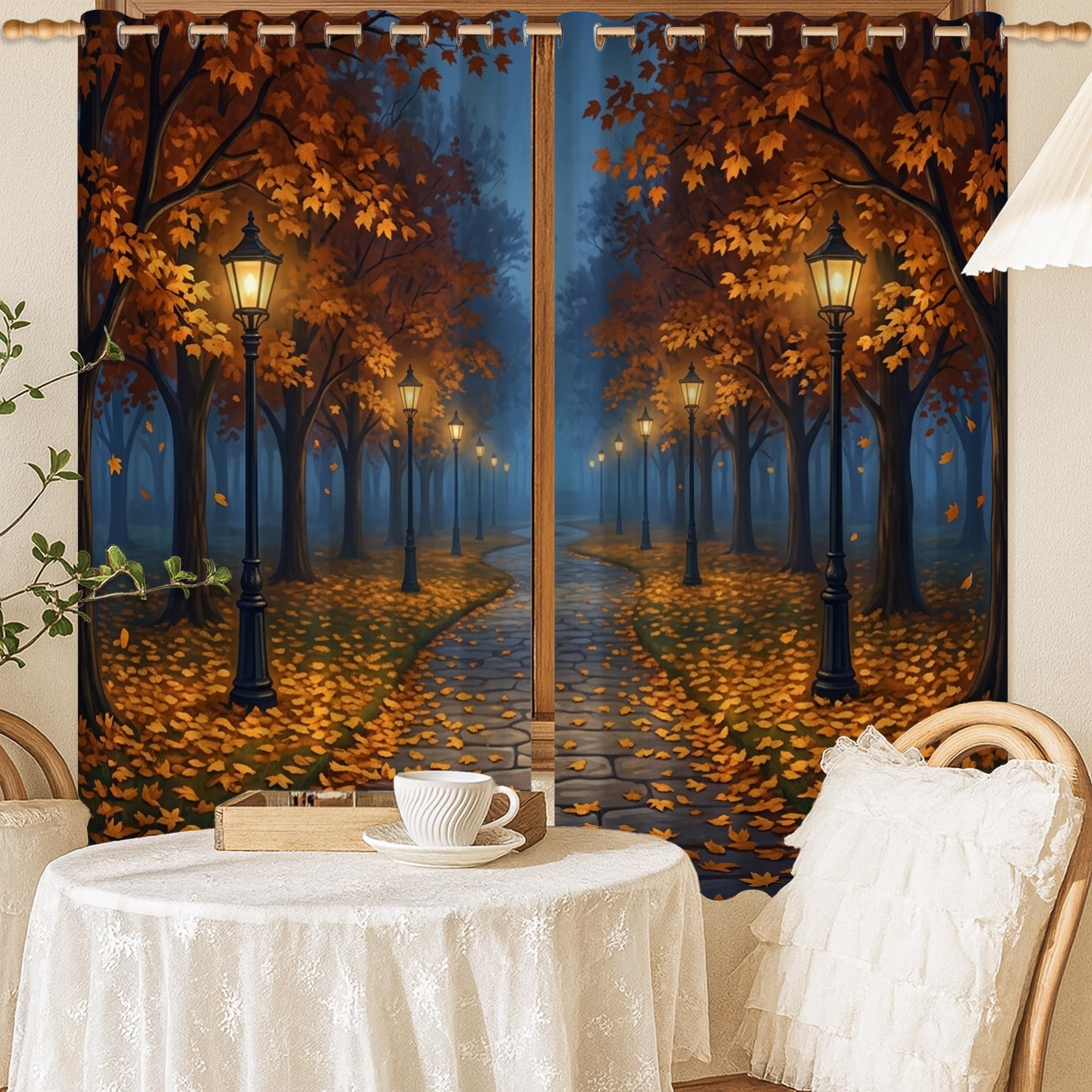 Rideau occultant orange haut de gamme 132x137 cm infroissable motif élégant