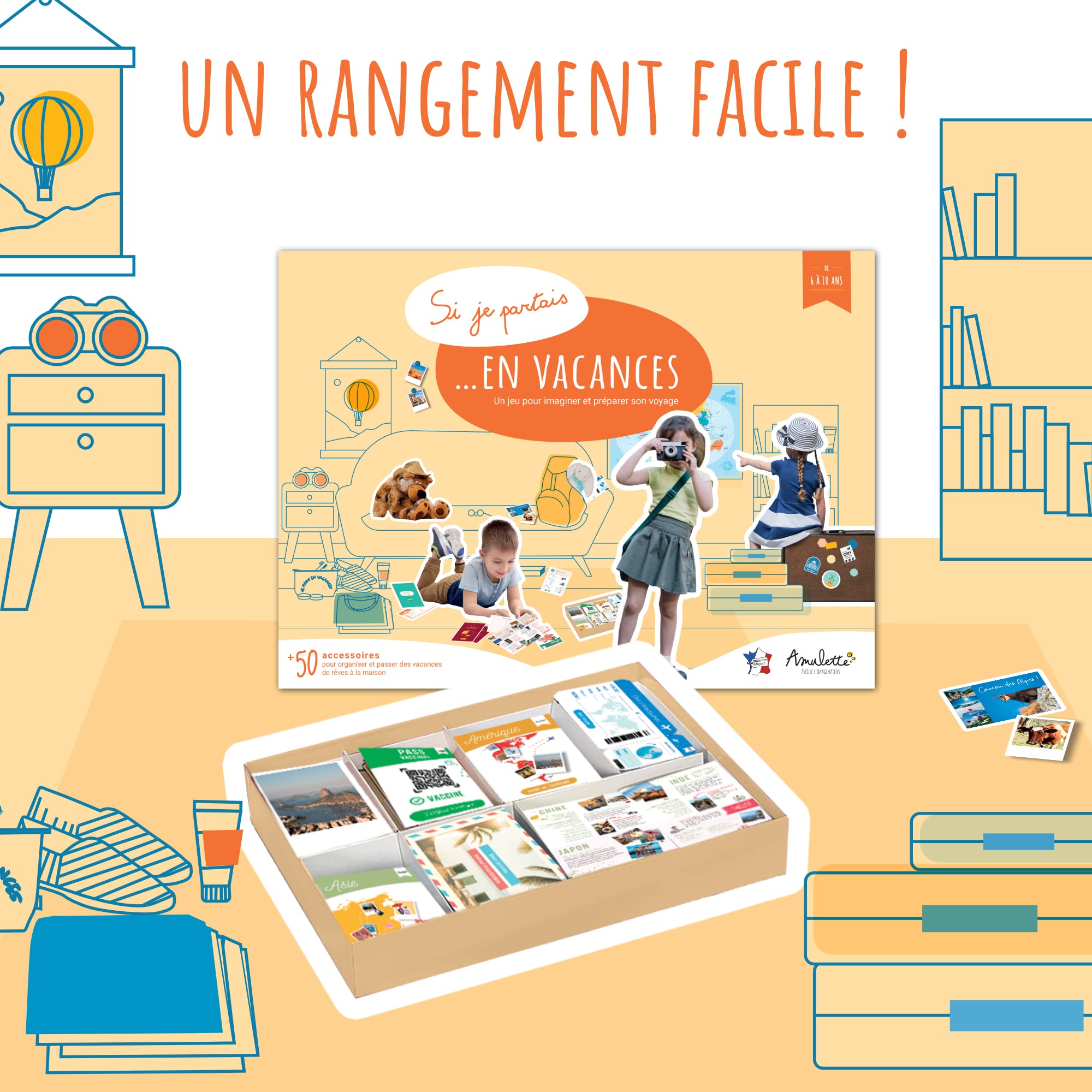 Coffret Si Je Partais en Vacances - Jeu Éducatif 6-10 Ans - 50+ Accessoires Voyageur - Jouet Cadeau Enfant Fille Garçon - Fabriqué en France