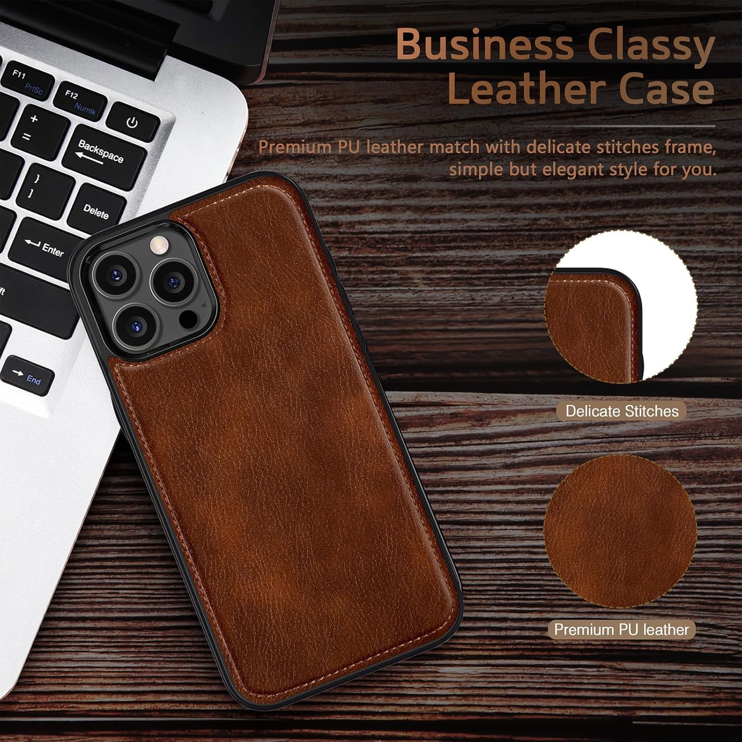 LOHASIC for iPhone 16 Pro Max Leather Case, Strong Magnetic Compatible with MagSafe Classic Cover Protective Phone Cases for iPhone 16 Pro Max 2024 New, Dark Brown - Image 6