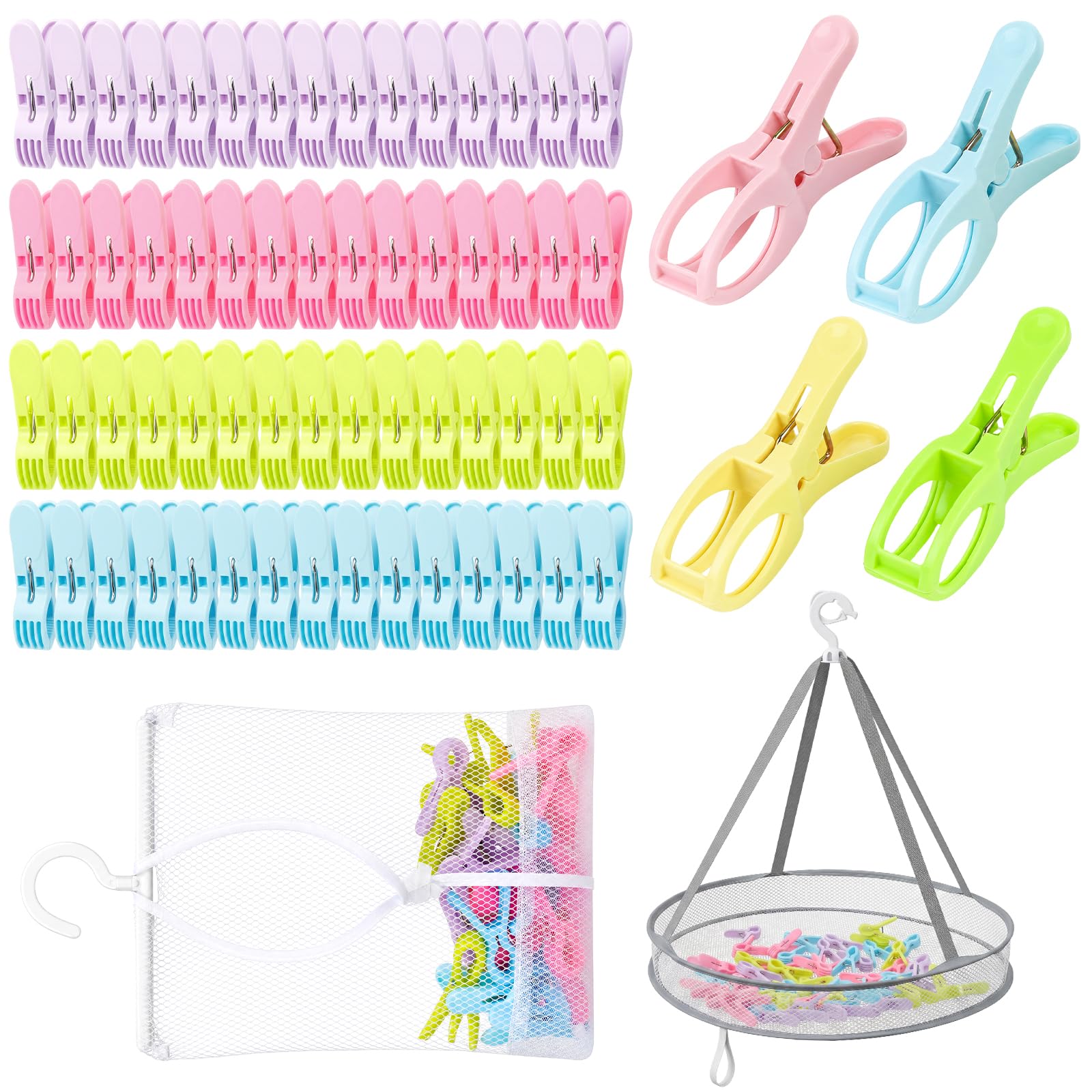 64 Pcs Clothes Pegs for Washing Line, Small and Heavy Duty, Non Slip