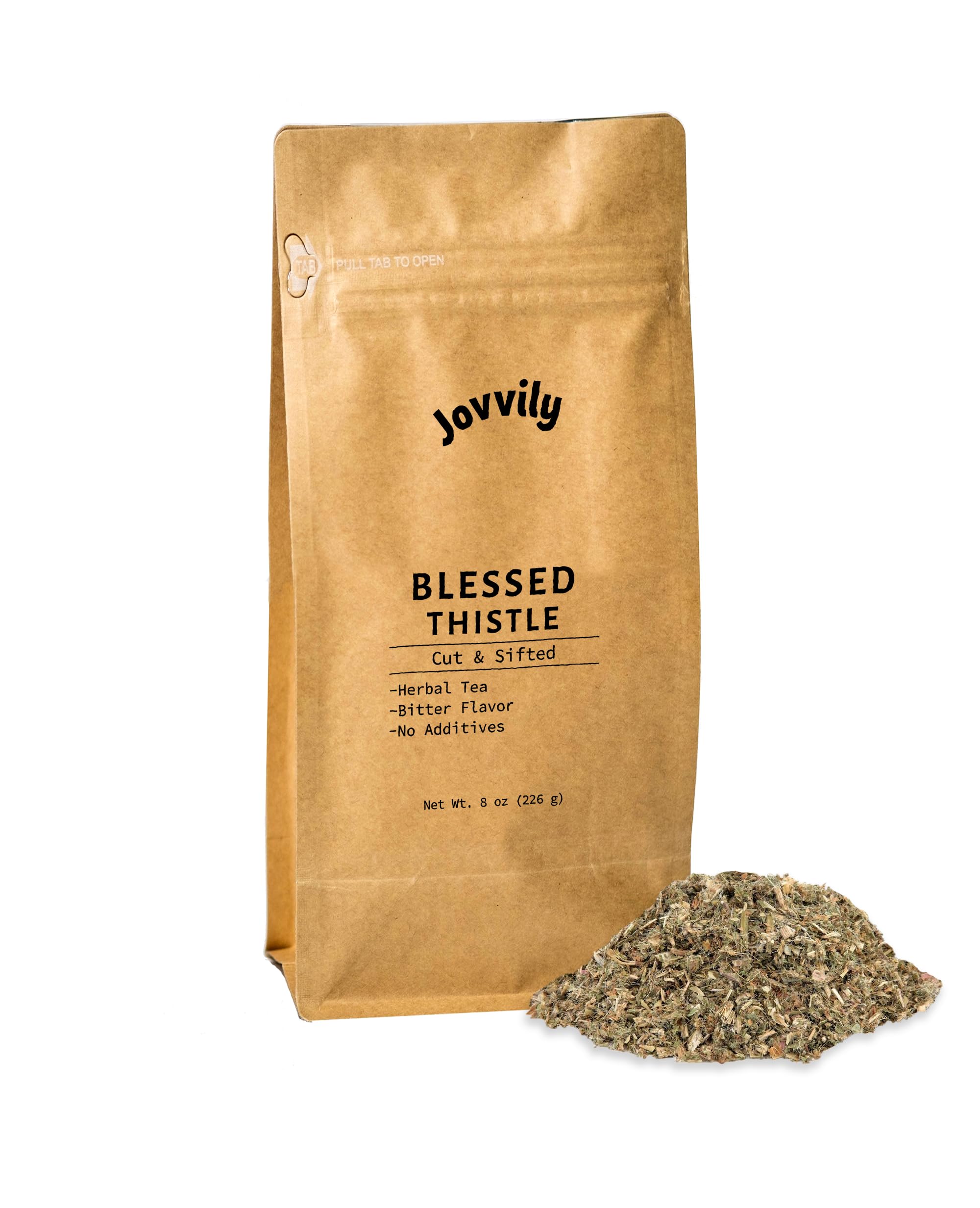 Jovvily Blessed Thistle Herb, 8 oz, Herbal Tea, Cut & Sifted