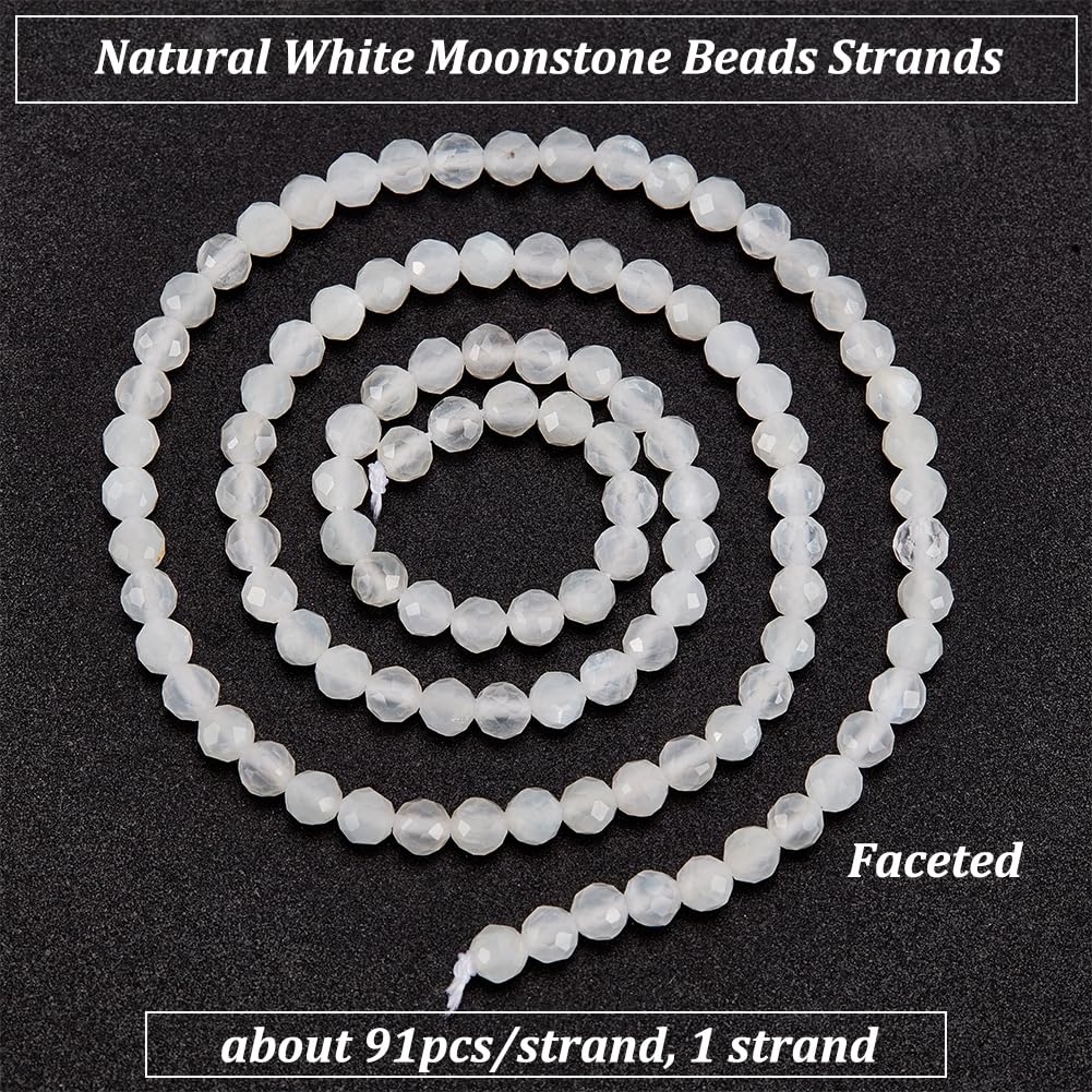 OLYCRAFT 91 Perline Pietra Di Luna Bianca 4mm Naturali - Perle Rotonde Per Gioielli Fai Da Te