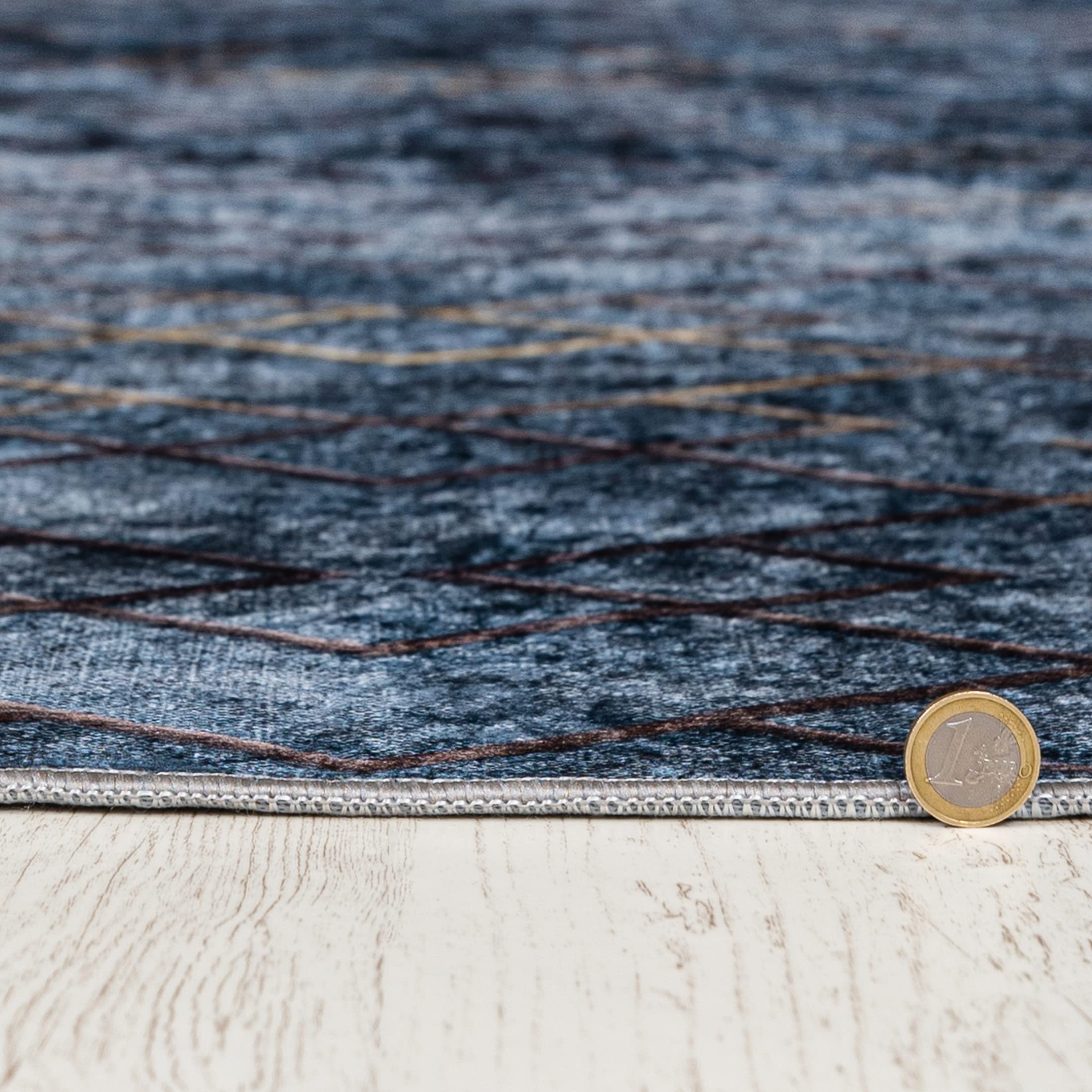 Mazovia Grand Tapis Salon 160x230cm Bleu Géométrique Élégant Antidérapant | Tapis pour Chambre Salle à Manger Bureau Lavable en Machine Anti-Allergène Chauffage au Sol Facile D'entretien Poils Courts