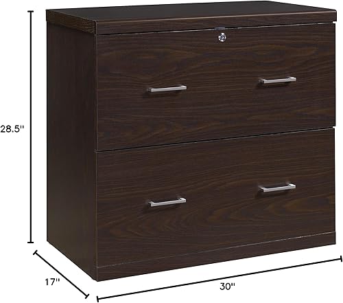 Miniatura 11 de OSP Home Furnishings Alpine 2-Drawer File Cabinet with Locking Top Drawer and Lockdowel Fastening System, Lateral, Espresso Espresso,Negro