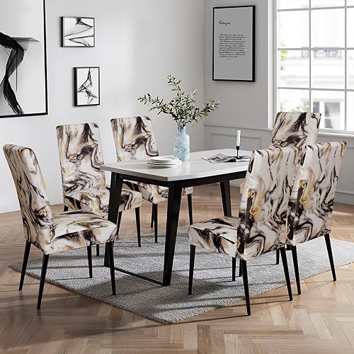 Miniatura 2 de Gibelle Juego de 6 fundas elásticas para sillas Parsons, universales, extraíbles y lavables, fundas protectoras para comedor, cocina, hotel y