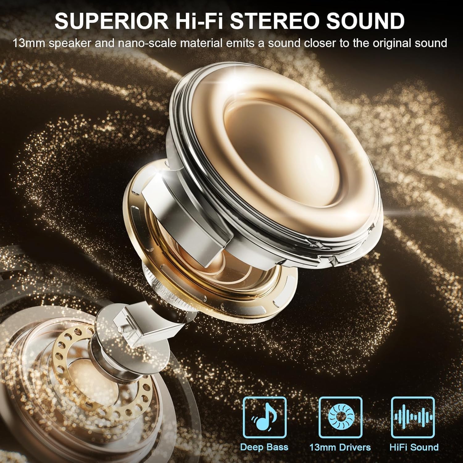 Auriculares Inalambricos, In-Ear Auriculares Inalambricos Bluetooth 5.4 con 4 HD Mic Cancelacion Ruido, 45H Estéreo HiFi Cascos Inalambricos Bluetooth Pantalla LED/IP7 Impermeable/Carga Rápida Tipo-C