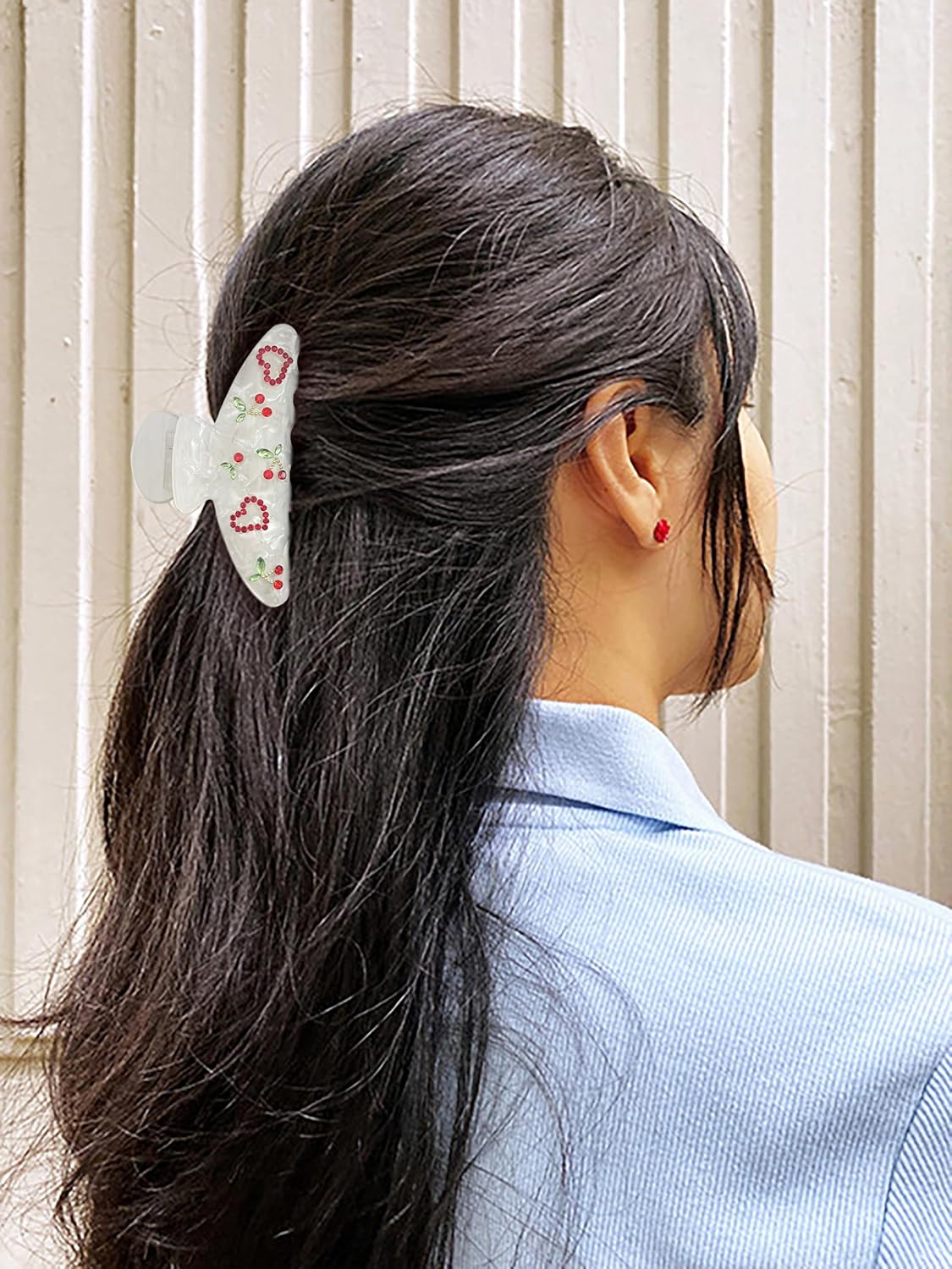 LILIE&WHITE 1PC Red Heart And Cherry Hair Clips For Women Medium Size image 2