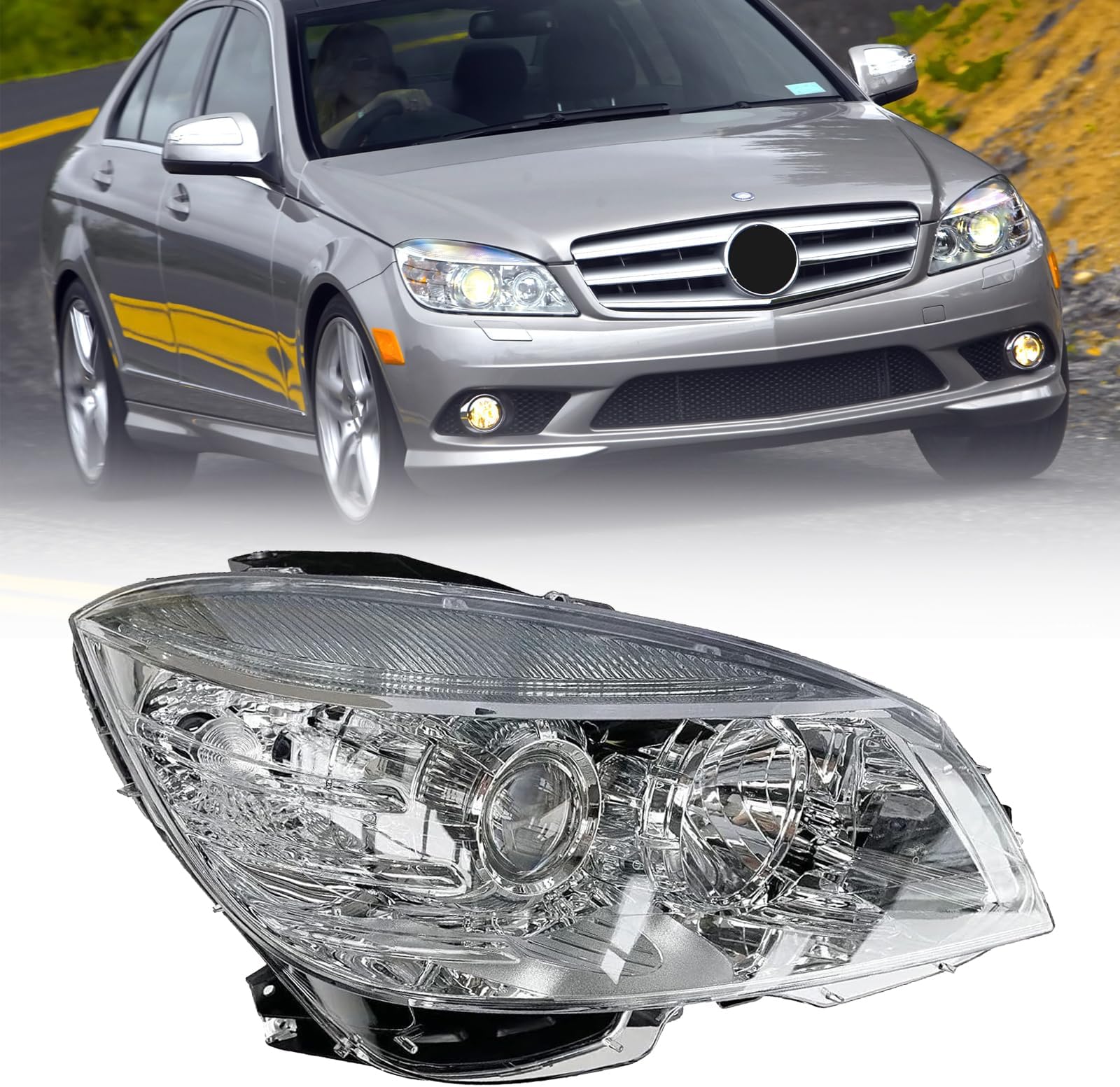 Headlight Compatible for Mercedes Benz W204 C Class C300 C230 C350 2008 2009 2010 2011 Headlamp (Right Side)
