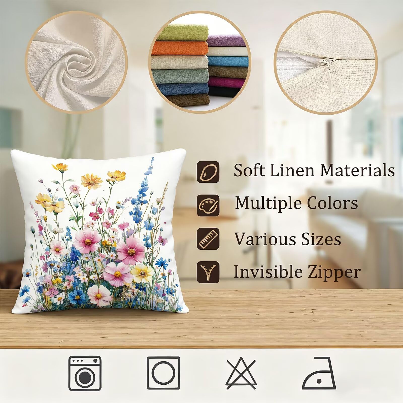 Vistoso Funda Cojin 60x60 Flor Funda Almohada 60x60 Cojines Sofa Súper Suave Fundas Cojines Decorativos Fundas Almohadas 4 Piezas Almohada Cervicales y Cuello, para Hogar Cama Salon Decoracion E - 815
