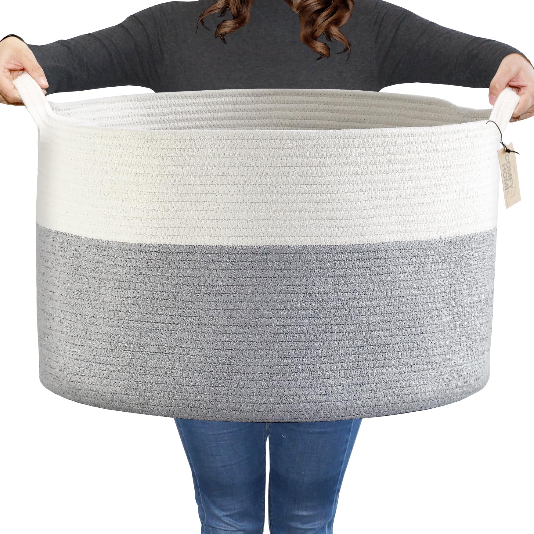 COMFY-HOMI 2 szt. kosze koc salon 53 cm x 53 cm x 33 cm tkany kosz na pranie kosz dla niemowląt do przedszkola organizer do przechowywania koszy na pranie XXXL bardzo duży