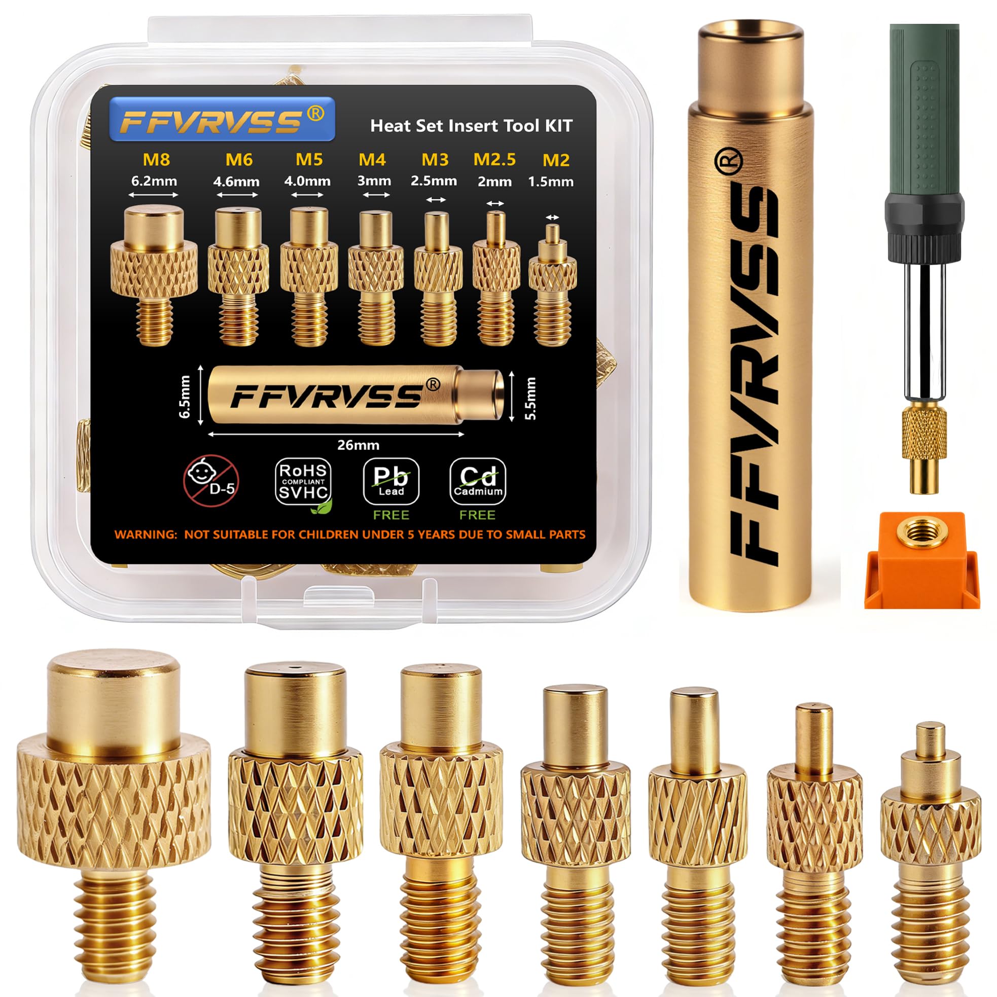 Ffvrvss Upgraded Heat Adjustment Insert Tool, Threaded Insert, Soldering Iron Tip for M2 M2.5 M3 M4 M5 M6 Plastic Heat Adjustment Inserts, Compatible with FX-888D 900M T18,-image-31