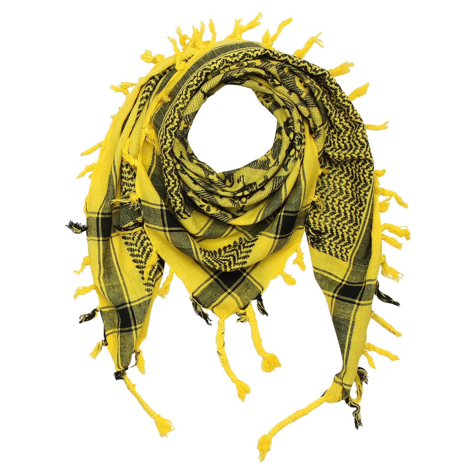 Freak Scene Kefiah - Teschi piccoli giallo - nero - 100x100 cm - Shemagh - Sciarpa Arafat Foulard kefiah palestinese 100% cotone