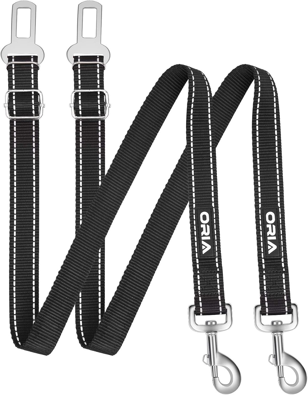 ORIA Dog Seat Belt, Adjustable Pet Seatbelt Harness for Car, Safety Pet Car Seat Belts with Nylon Fabric, Tangle Free, Suitable for…