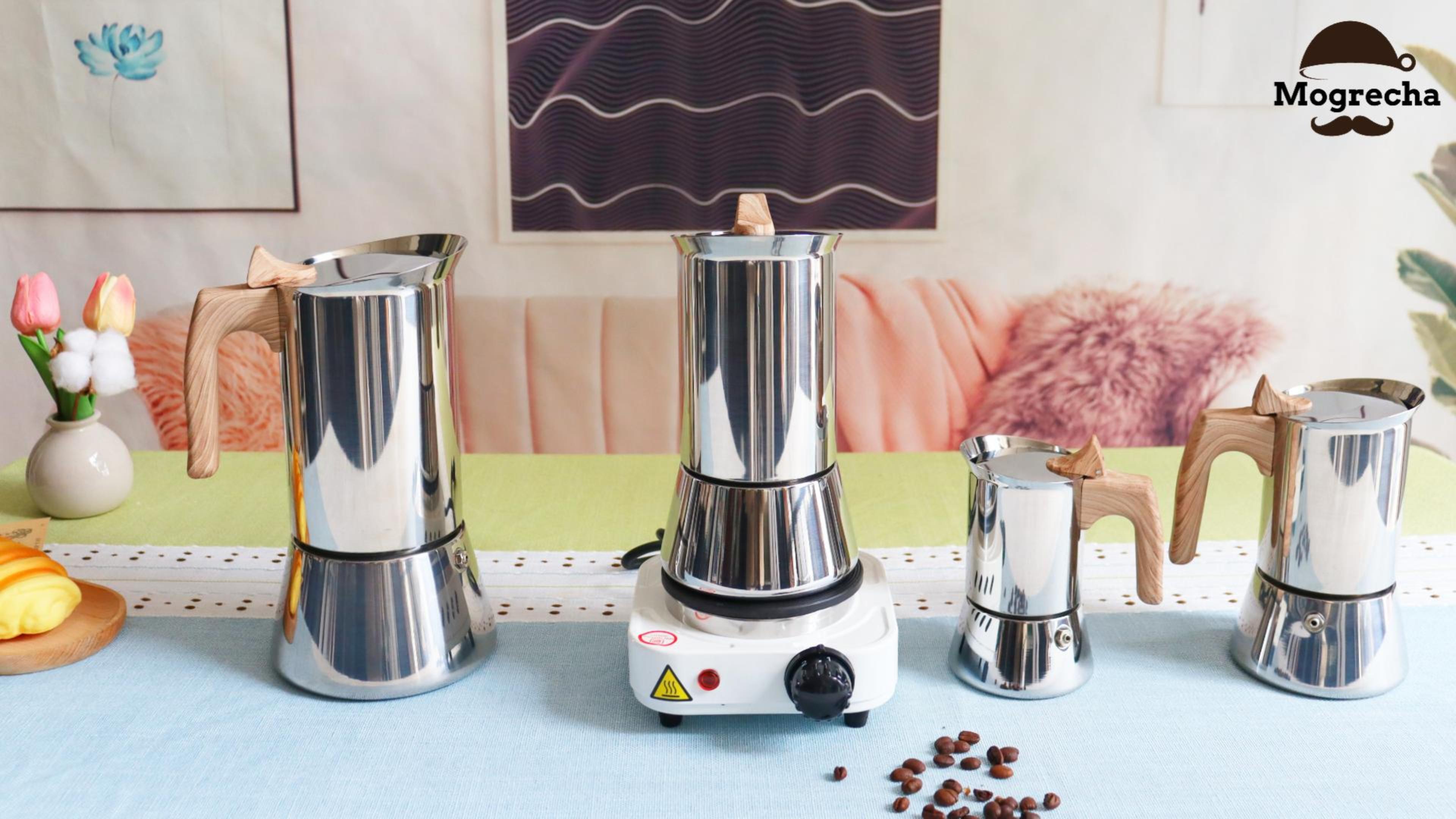 Amazon.com: Uncoated 4 Cup Moka Pot 304 Thickened Stainless Steel