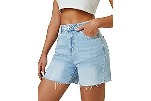 Womens High Waisted Wide Straight Denim Shorts