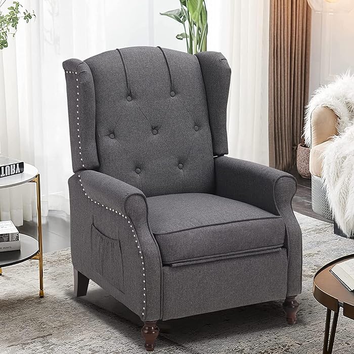 Buy Consofa Wingback Recliner Chair with Massage and Heat Tufted Fabric