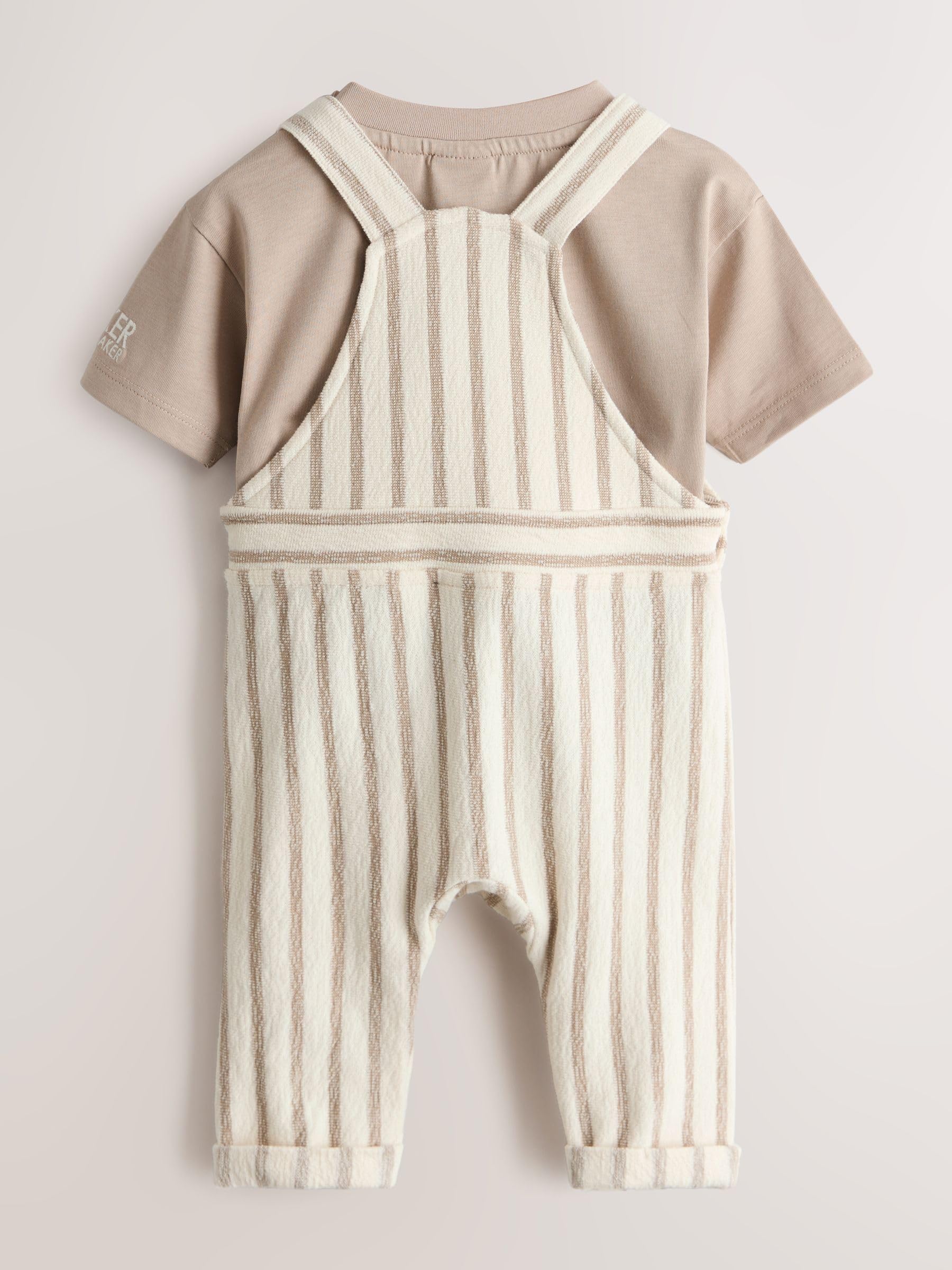 Baby Jungen Gestreifte Latzhose und Kurzarm-T-Shirt im Set