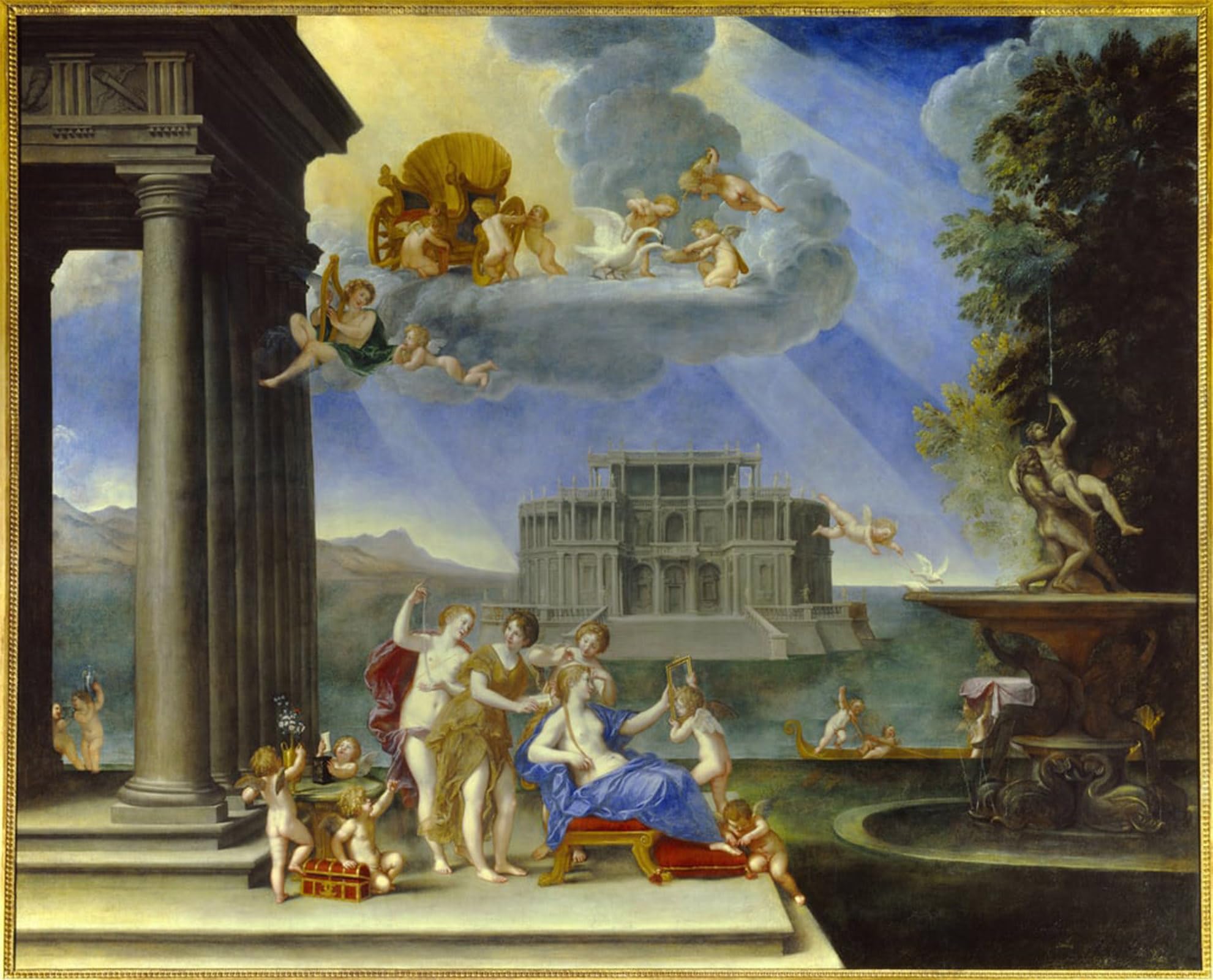 POSTERIIk Famous Modern Artwork Art Mural the Toilet of Venus or the Air Painting by Francesco Albani Oil Paintings Pictures for Home Decor 60x90cm