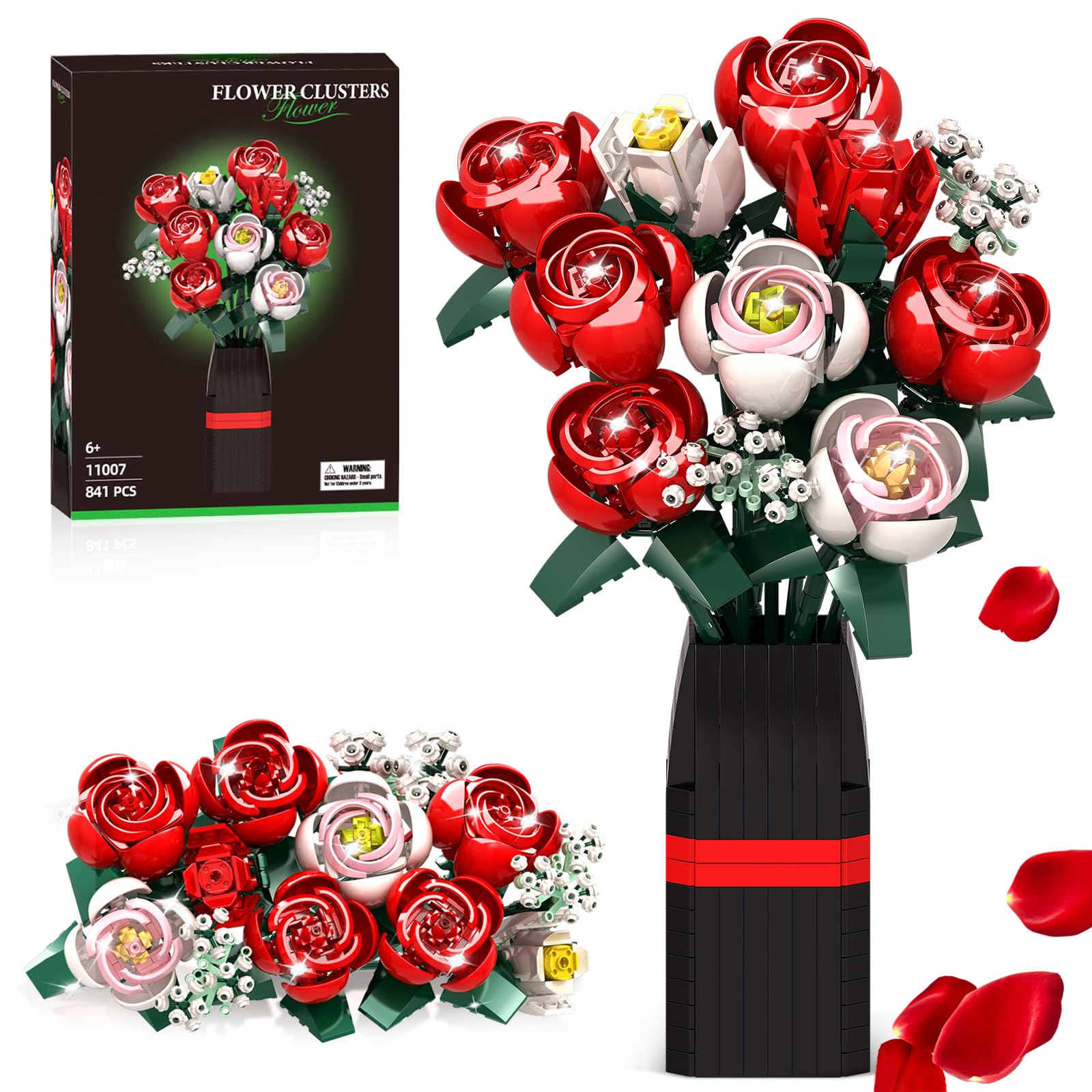 Amazon.com: OKKIDY Roses Flowers Bouquet Building Set for Adults