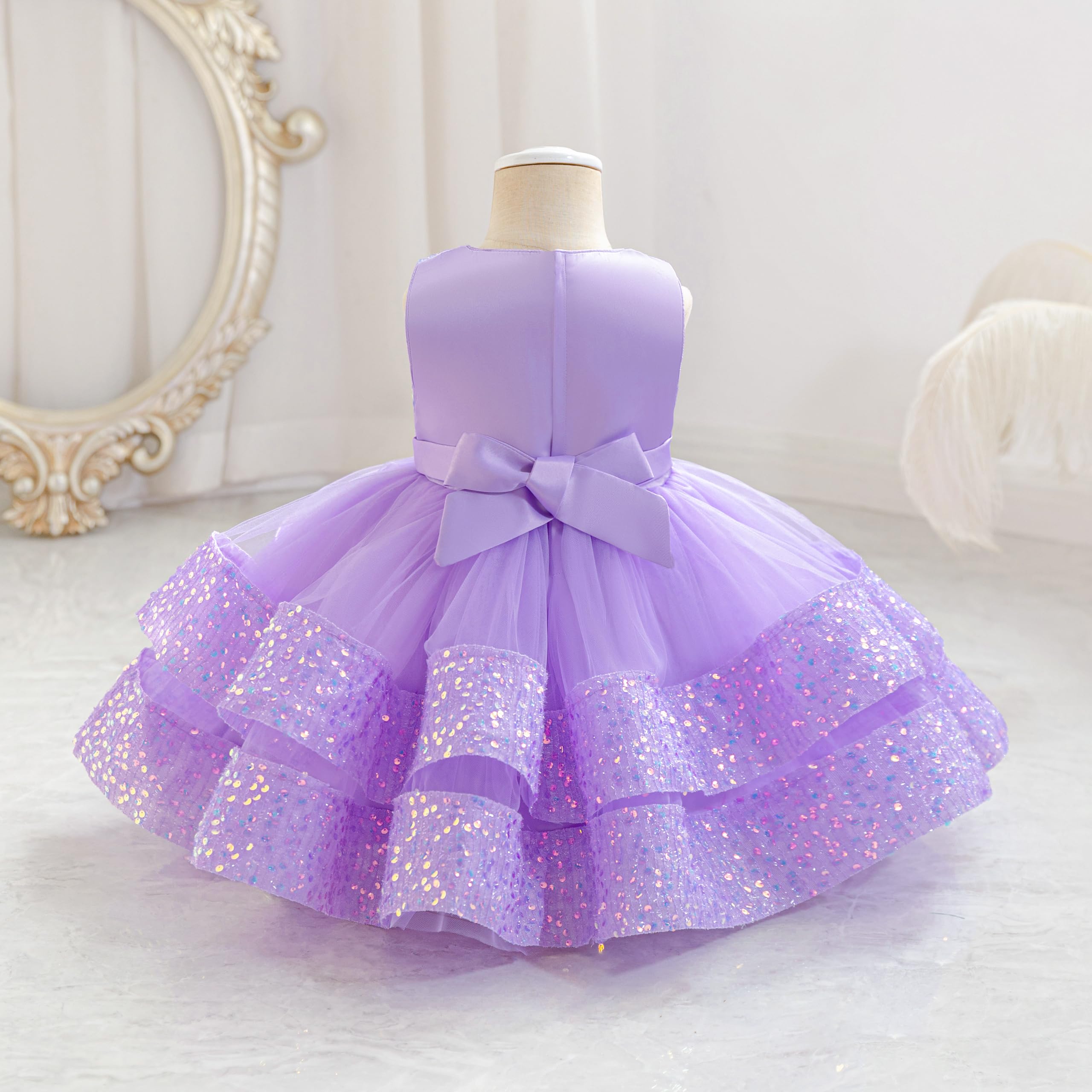 Miipat Vestidos Bebés Niña de Tul con Lentejuelas Sin Mangas Vestido de Princesa de Fiesta para Niñas Pequeñas Formal de Niñas para Cumpleaños Bodas Ropa