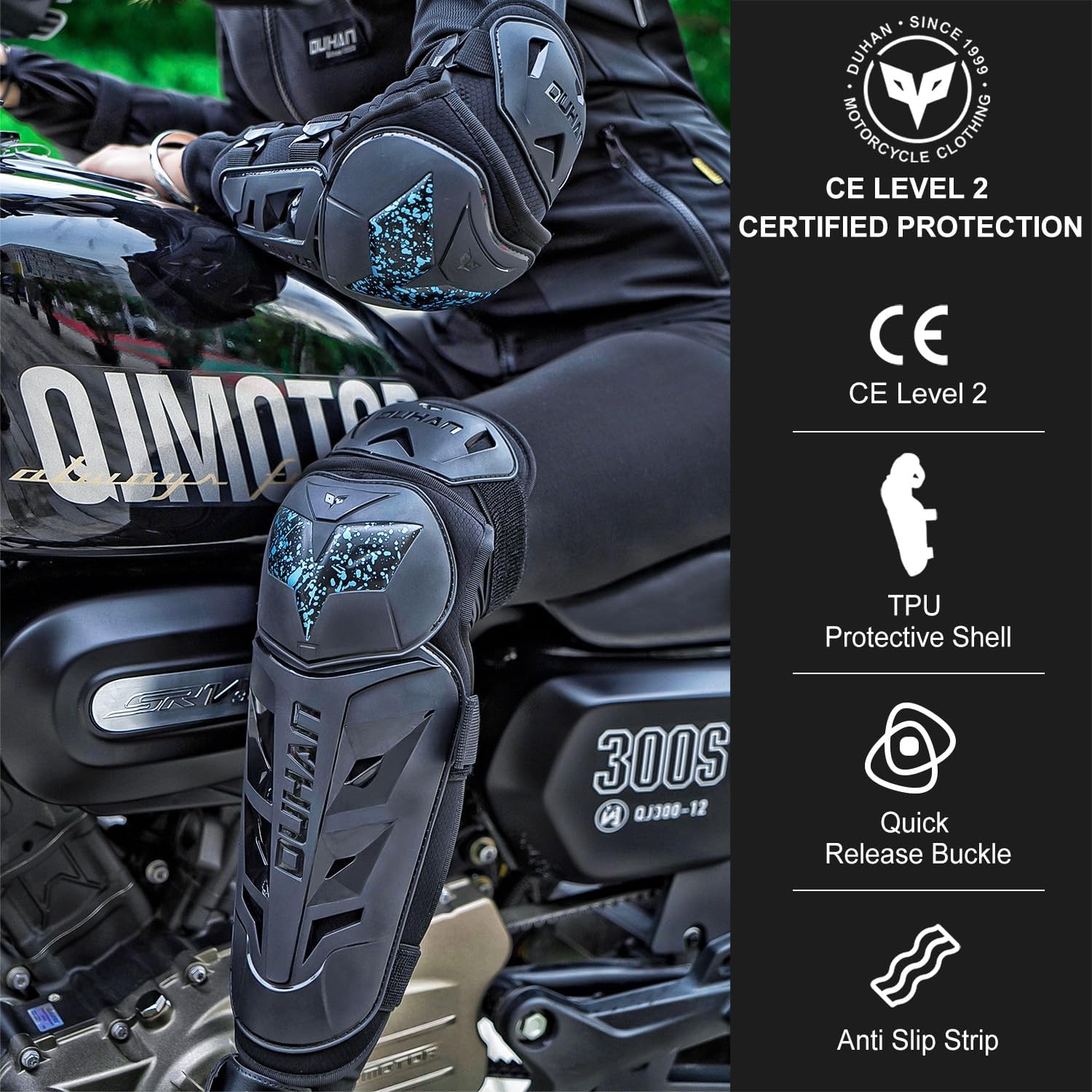 DUHAN Motorcycle Shin Guards 4Pcs Elbow Guard and Knee Pads Adjustable Anti-Slip Motorcycle Protective Gear for Men and Women - Image 2