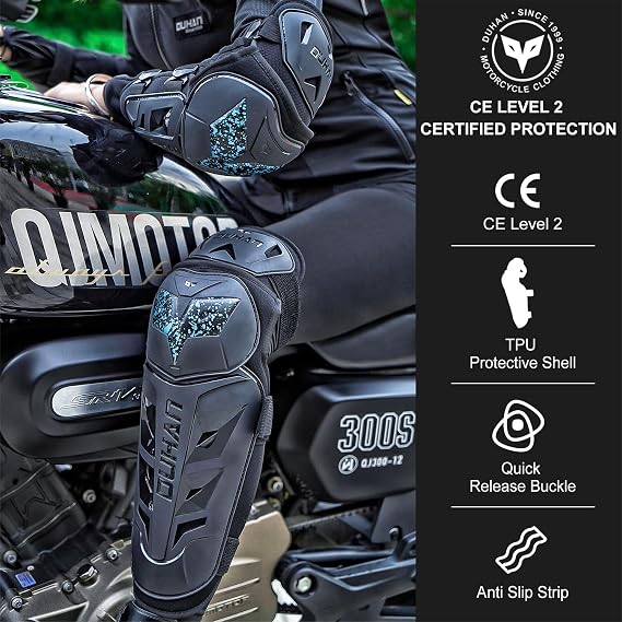 Motorcycle Shin Guards 4Pcs Elbow Guard and Knee Pads Adjustable Anti-Slip Motorcycle Protective Gear for Men and Women