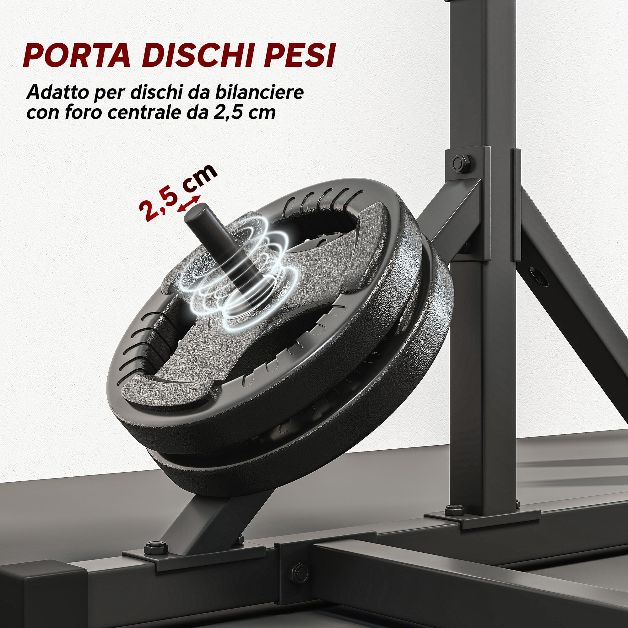SPORTNOW Power Tower con Altezza Regolabile, Doppio Supporto Bilanciere, Rack Palestra con Pull Up Bar e Portadischi, Rack Bilanciere Multifunzione Allenamento per Palestra Casa Ufficio, Max 200 KG