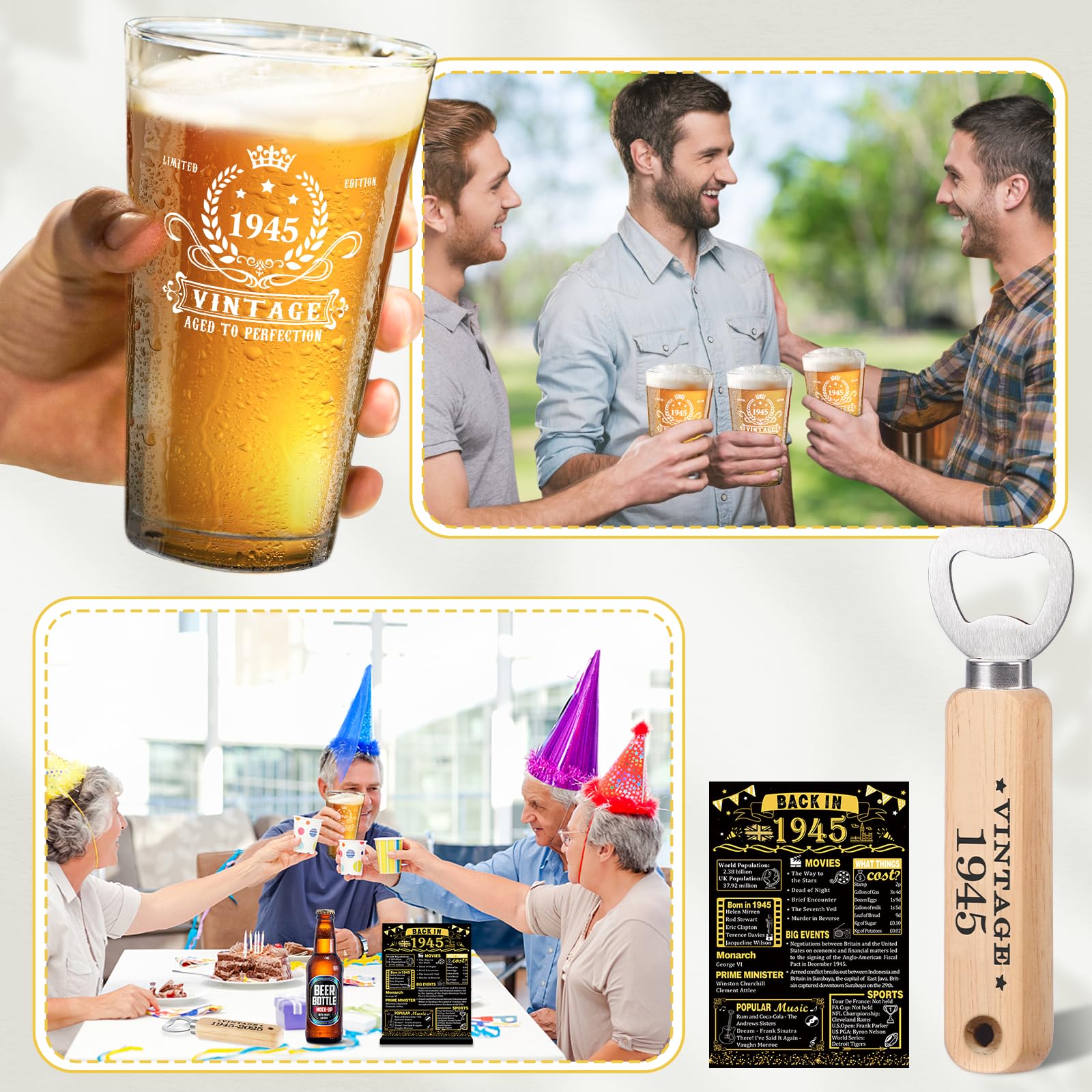 Vintage Bierkrug Aus Glas – Geätzt Mit 'Happy 80th Birthday', 473 Ml
