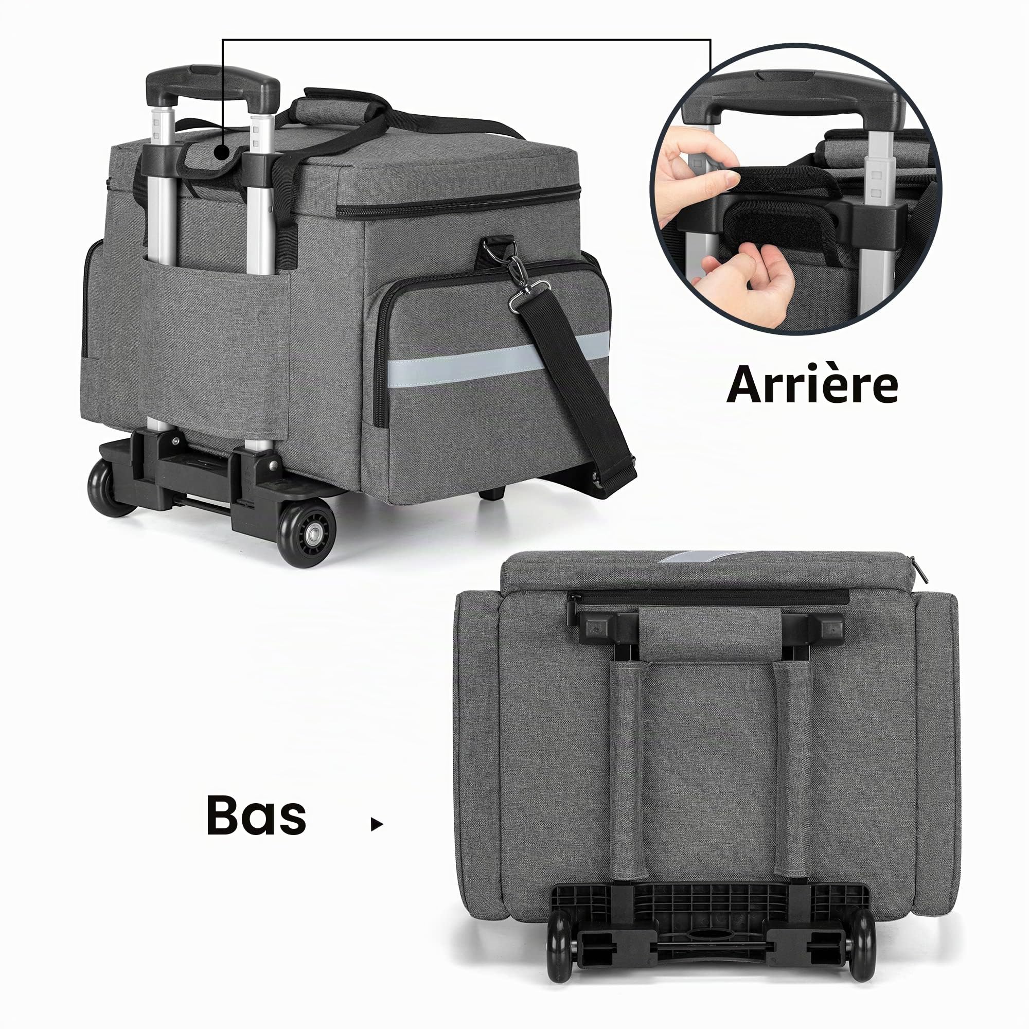 Trunab Sac Médical à roulettes avec Chariot Amovible, Sac à roulettes pour Infirmière avec Séparateurs Amovibles, Sac de Secours Vide pour Médecins, Professionnels EMS, Gris