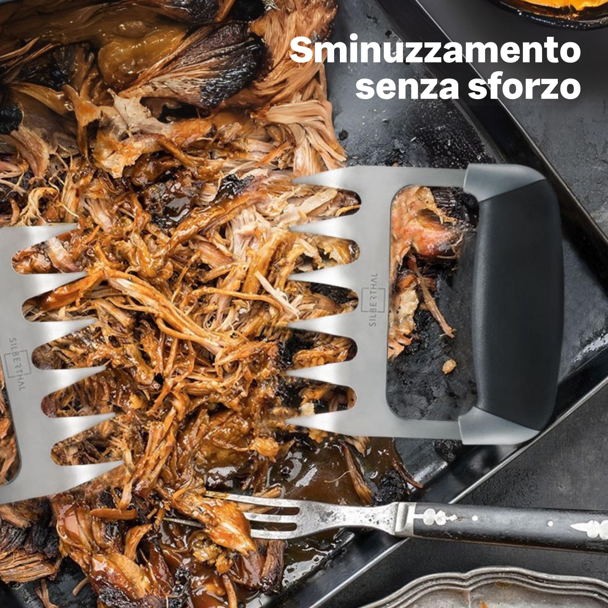 SILBERTHAL Pulled pork artigli per carne – Set artigli pulled pork – Forchettoni da carne BBQ – Barbecue artigli – Acciaio inox