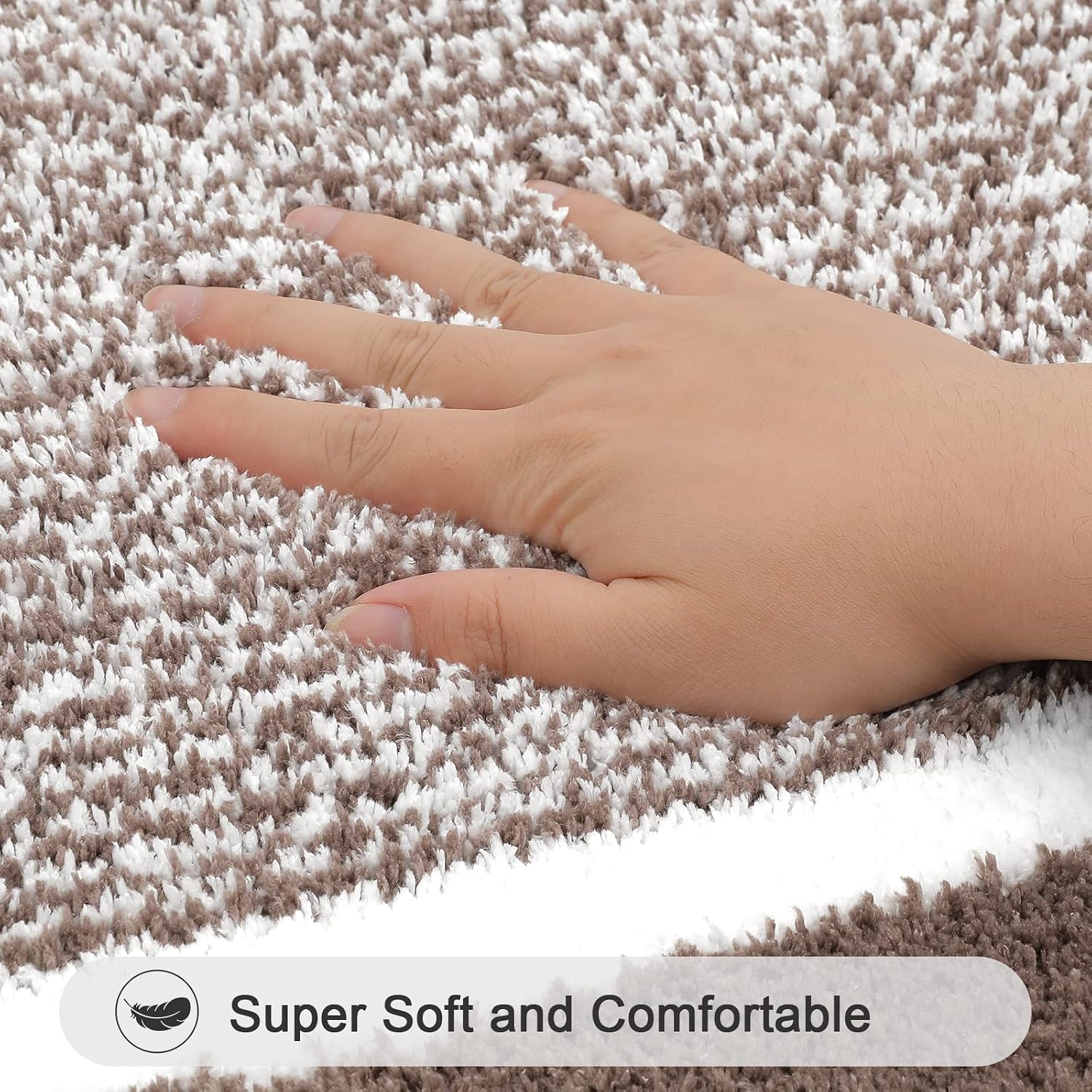 HEBE Bathroom Rug Set 3 Piece Non Slip Absorbent Bath Mats Set Microfiber Soft Bathroom Mat Plush Shaggy Bath Rugs Includes U-Shaped Toilet Mat for Bath Floor, Shower