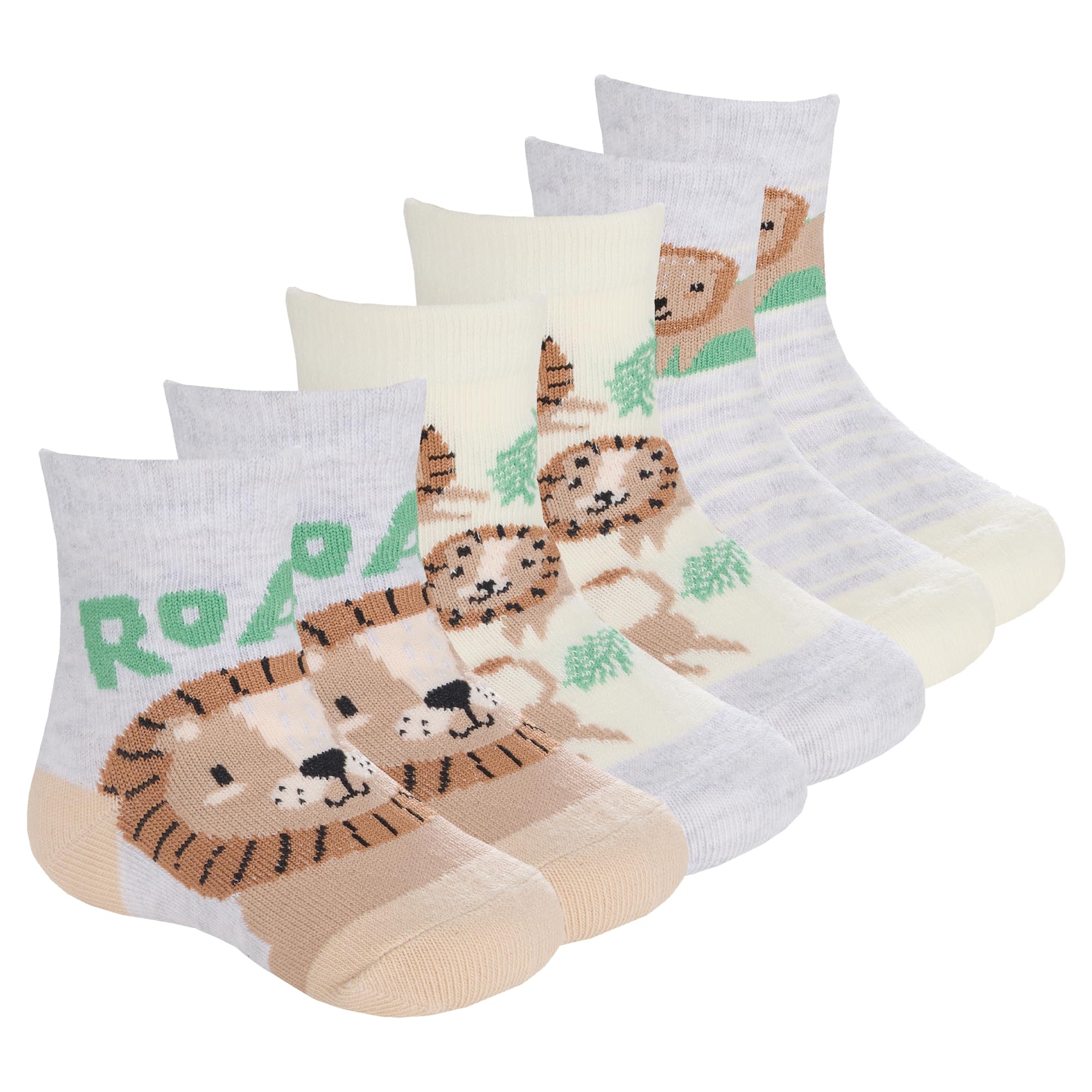 Metzuyan Baby Boys Baby Girls Unisex Cotton Rich Animal Socks 3 Pairs Lion UK 3-5.5