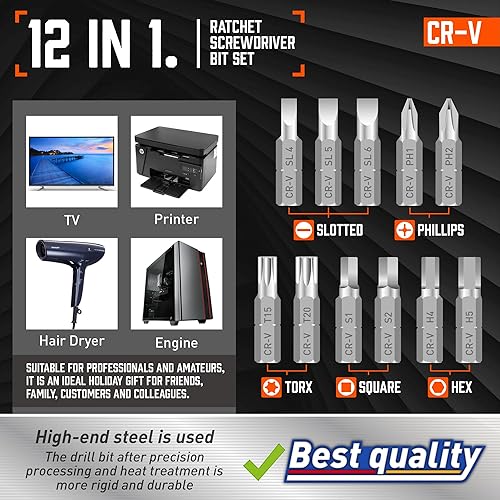 Miniatura 10 de Amartisan Juego de destornilladores multibroca 18 en 1 todo en uno, destornillador multiusos portátil, ranuradoPhilipsPoziTorxcuadrado,