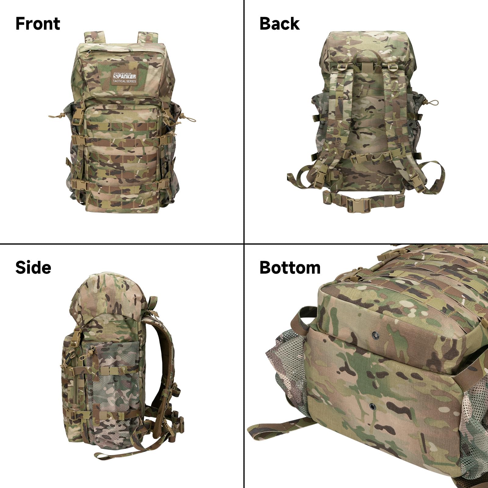 EXCELLENT ELITE SPANKER Plecak kempingowy, turystyczny, taktyczny, 40 l, duży plecak wojskowy na kemping, wędrówki i wycieczki z plecakiem (Multicam)