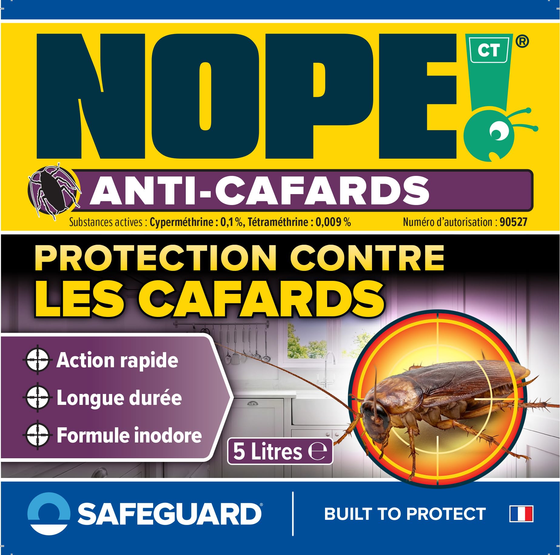 NOPE! CT Spray Anti-Cafards 5l – Insecticide Puissant Sans Odeur – Action Rapide & Longue Durée – Anti-Blattes Intérieur