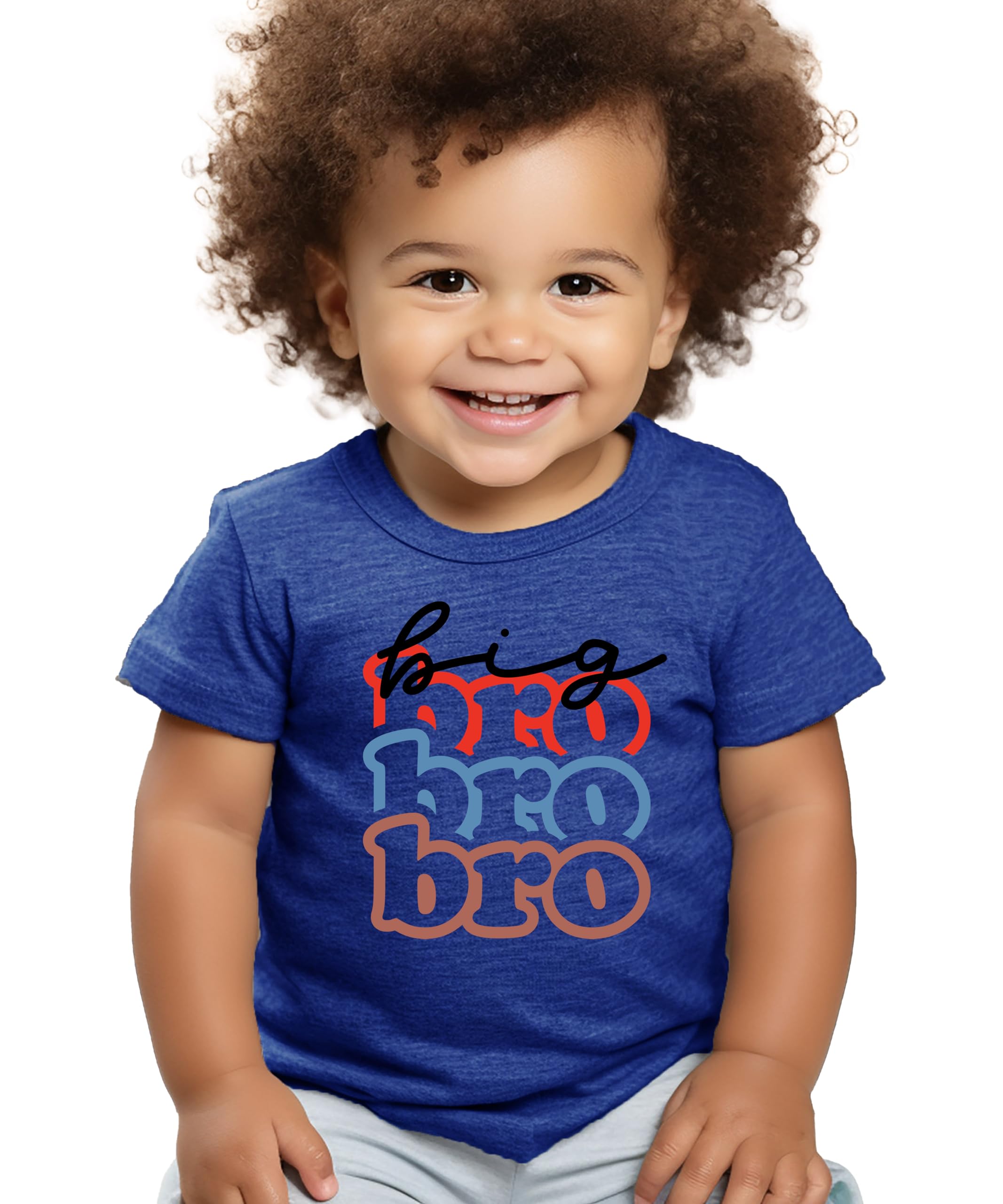 Big Brother Colorful Stacked Matching Sibling Outfit for Toddlers and Baby Boys Vintage Royal Shirt Youth Large