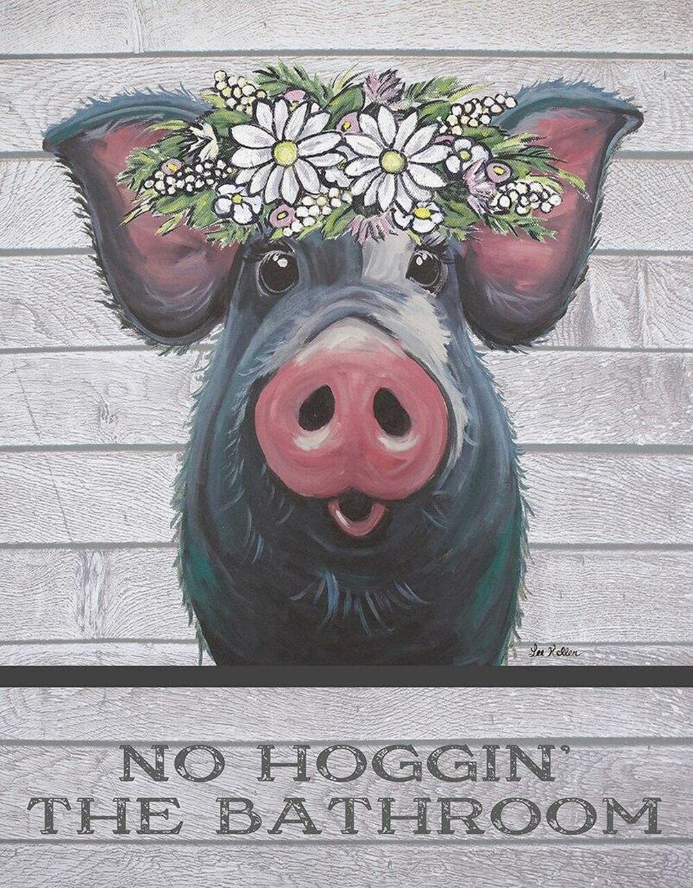 Preeklen Tin Sign 238 No Hoggin' The Bathroom Tin Sign - Nostalgic Vintage Metal Wall Decor - Made In 6X8 Inch