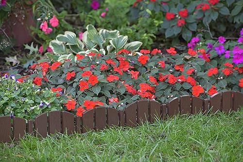 Vista 33 de EasyFlex No-Dig Borde de paisaje con picos de anclaje, 4.5 pulgadas de alto, borde decorativo de jardín Adirondack con aspecto de madera, kit de 15