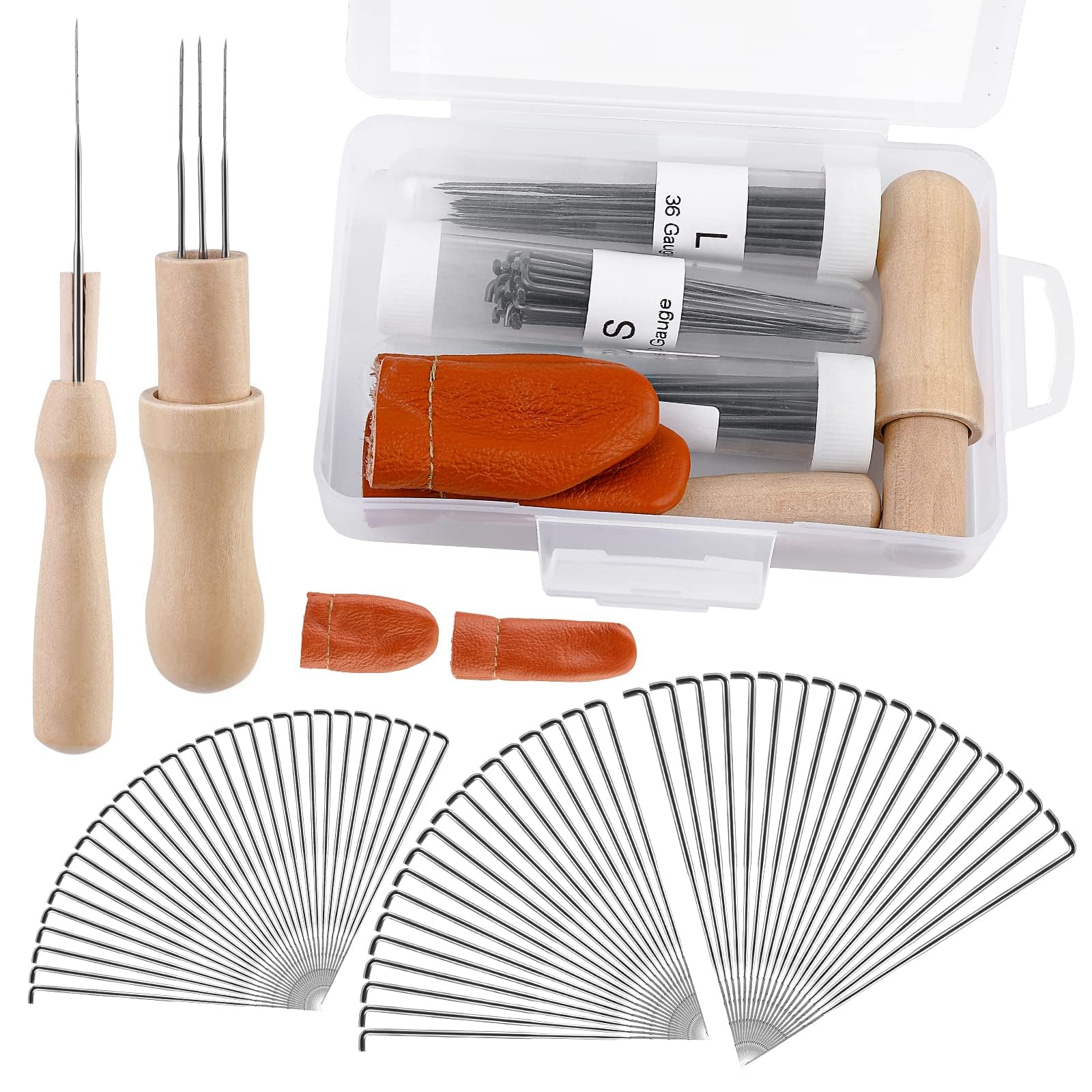 – KASTWAVE Punch Embroidery Kit, Wool Felting Needle Tools, Needle Felting Supplies Felting Tools, Wool Felting Tool Kit with 3 Sizes Felting Needles, for DIY Craft, Beginner Professional