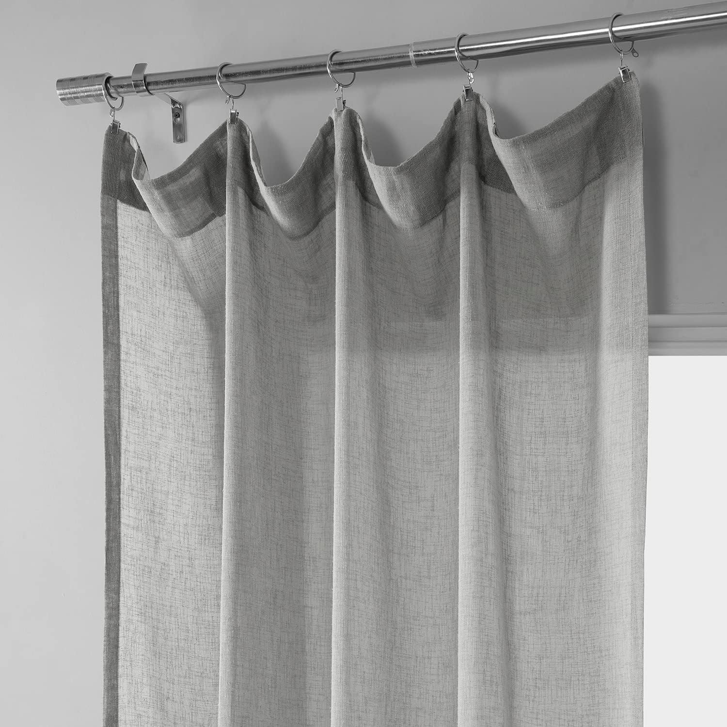 HPD Half Price Drapes Solid Sheer Curtains For Living Room Linen Texture 50 X 108 (1 Panel), SHCH-SS07163-108, Paris Grey