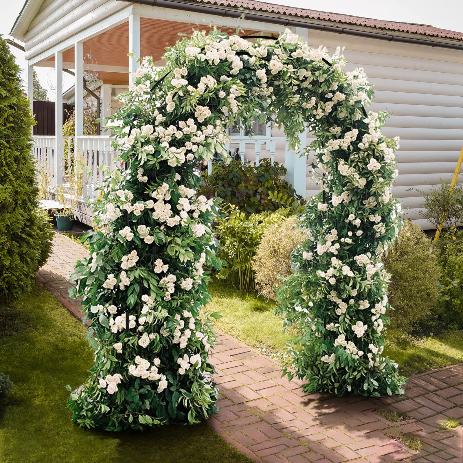 LEADZM – Gartenbogen aus Metall 134.5X 58.5x213cm – Rosenbogen ohne Tür in Schwarz – Stabiles Rankgerüst für Kletterpflanzen (Rosengewächse, Weinreben)