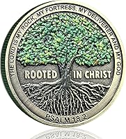 Vista 1 de Moneda de desafío cristiano sólido arraigada en Cristo, símbolo de fe y fuerza en la colección de monedas Lord