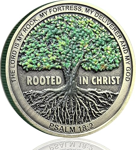 Moneda de desafío cristiano sólido arraigada en Cristo, símbolo de fe y fuerza en la colección de monedas Lord